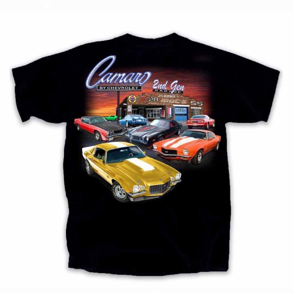 Chevy Chevrolet Camaro Garage 2nd Generation Short Sleeve T-Shirt- NEW Fast Ship